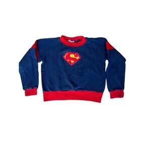 Vintage 80s Superman Embroidered Kids Sweatshirt Blue Rob Roy Made USA Size 10